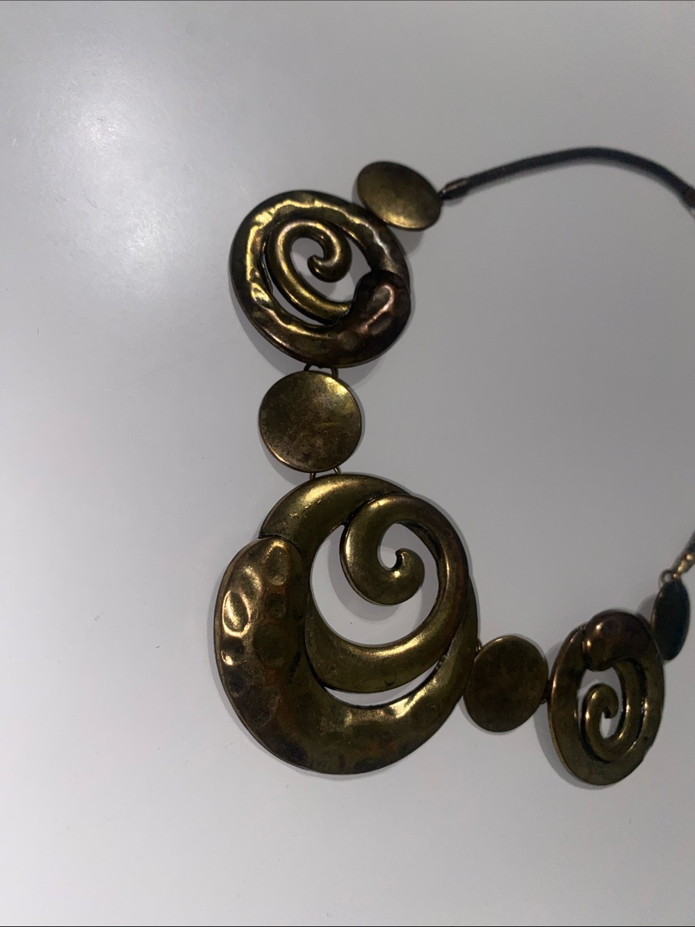 Vintage Handcrafted Spiral Statement Necklace in Antique Gold Tone - Picture 4 of 5
